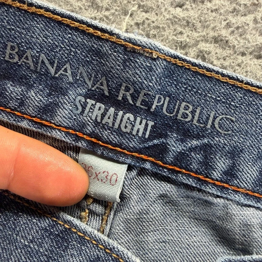 Banana Republic Jeans Mens 36x26 Blue Cotton Denim Straight Leg Workwear Faded